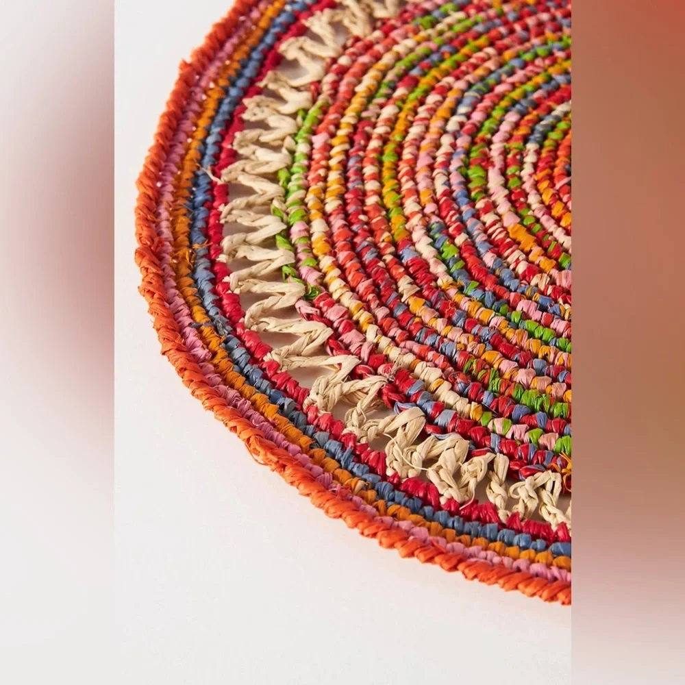 New🌟Anthropologie-Rainbow Raffia Placemats, Set of 4